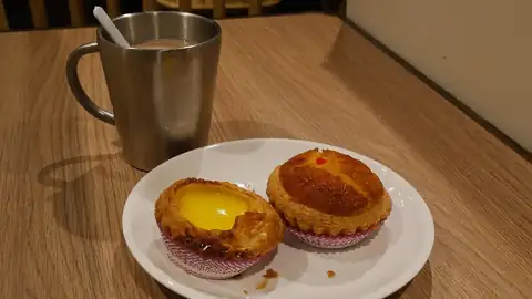 Egg tart and pineapple bun